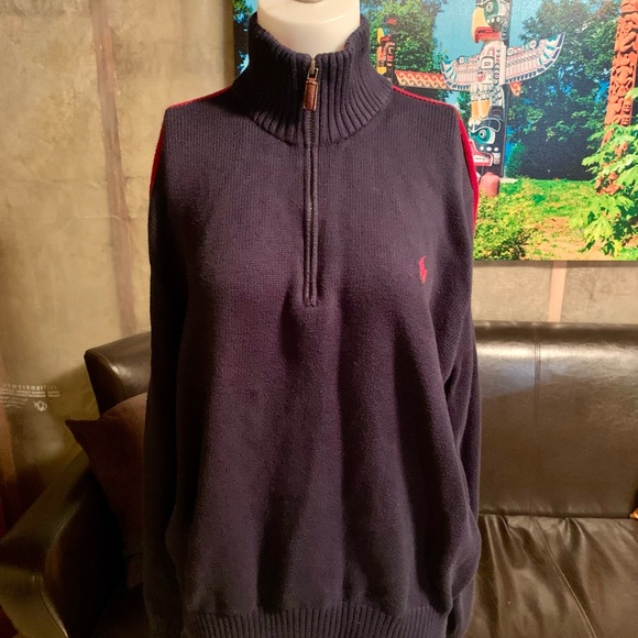 Men’s XL Polo sweater. Navy & red. Great condition. - Picture 4 of 6
